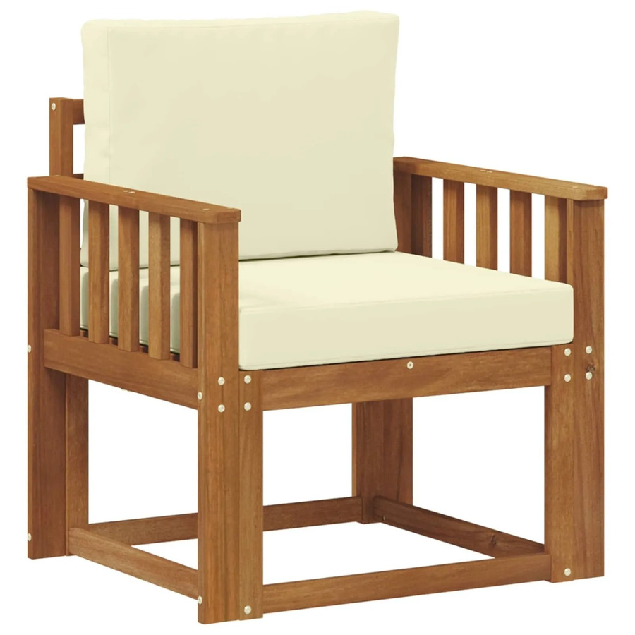 vidaXL Outdoor-Sofagarnitur aus massivem Akazienholz mit wetterfesten Polyester-Kissen in Braun und Natur Creme - Bild 1
