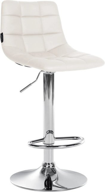 DELUKE Barhocker DUBAI Weiß Kunstleder mit Lehne und Chrom-Gestell, B/T/H: 43,0 x 46,5 x 108,5 cm - Bild 1