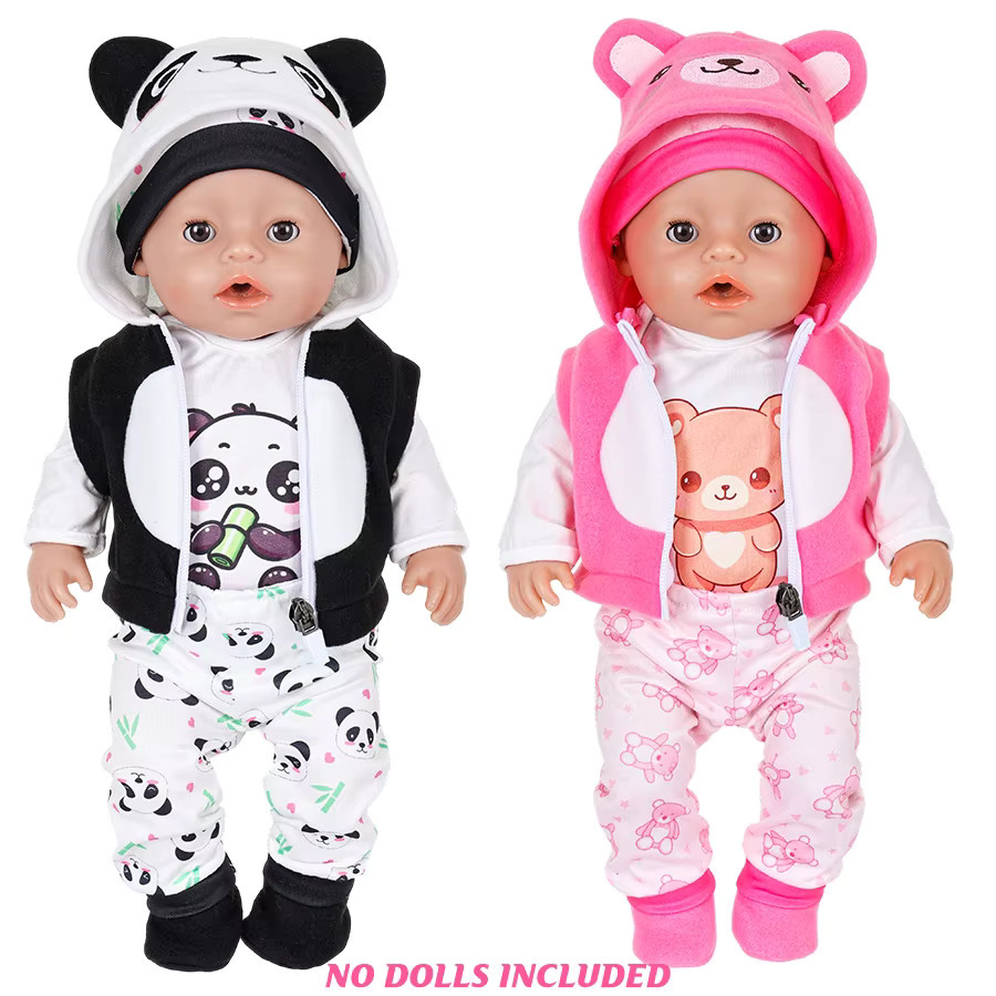 dearbei Babypuppen Kleidungsset Panda Bär Wintermode für 16-18 Zoll Reborn Puppen - Bild 2