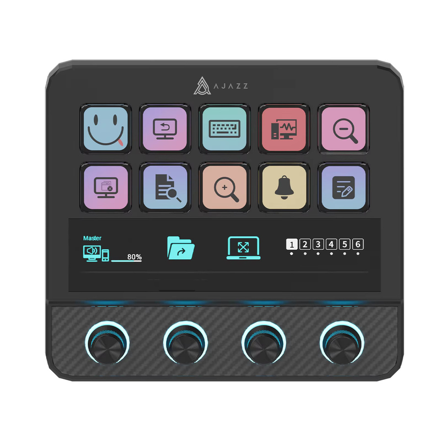 AJAZZ AKP05PRO Kabelgebundene Konsole in Weiß mit anpassbaren LCD-Tasten und Drehreglern für Streaming und Büro - Bild 6
