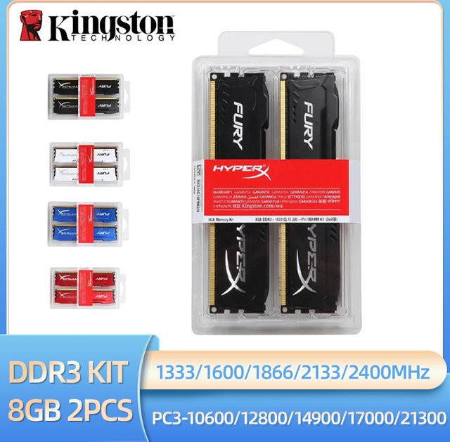 Kingston Memory DDR3 Desktop-RAM Kit 16 GB (2 x 8 GB) 2400 MHz DIMM PC3-18400 - Bild 1