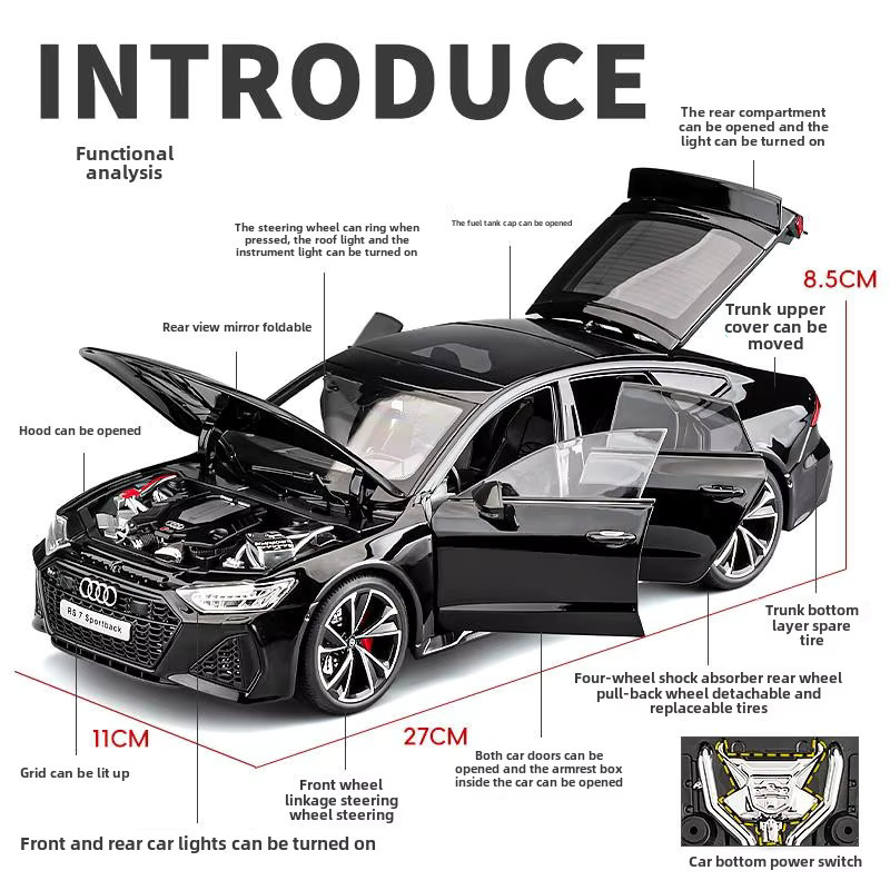 WELLY Audi RS7 Sportback, Automodell, 1:18, Metall, Schwarz - Bild 4