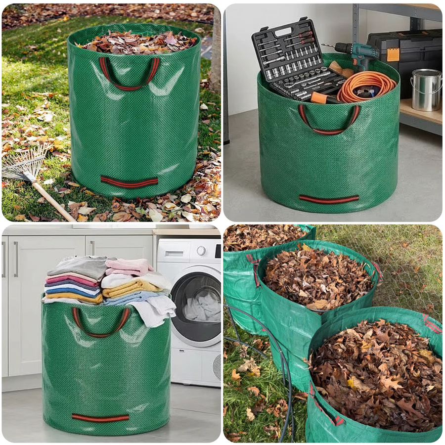 3er Set Forever Speed Gartensäcke aus grünem Polypropylen-Gewebe, 3x 272 l Laubsäcke für Gartenabfälle und Grünschnitt, robust und faltbar - Bild 5