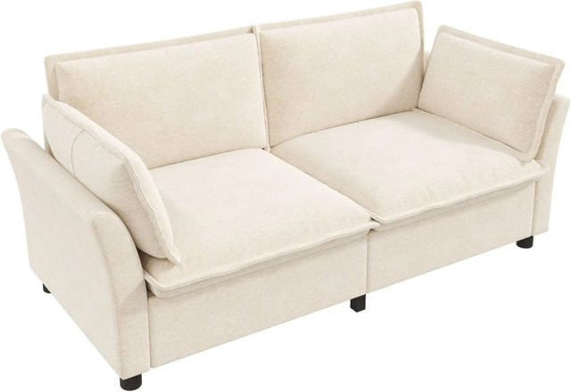 Merax 2-Sitzer Sofa Cloud Design in Beige mit Chenille-Kissen und Stoffbezug - Bild 1