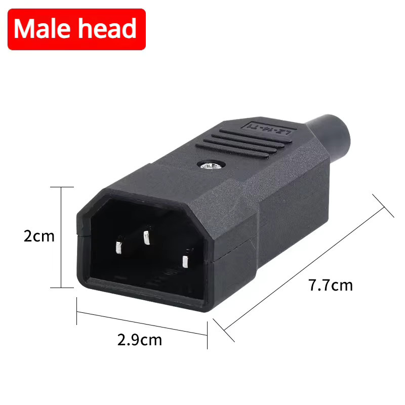 5 Stück IEC C13 C14 Kabelstecker Set, wiederverdrahtbare 3-polige AC-Buchse und Stecker, 10A 250V, Schwarz - Bild 3