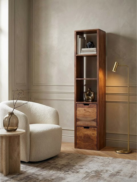 Wandregal aus Massivholz von KADIMA DESIGN in Braun im modernen Stil, B/T/H: 150 x 35 x 30 cm - Bild 1