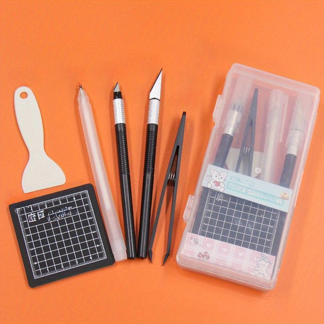 Multifunktionales DIY Kunst- und Bastelwerkzeug-Set mit Schneidematte, Modellierwerkzeugen und transparenter Aufbewahrungsbox in Schwarz - Bild 1