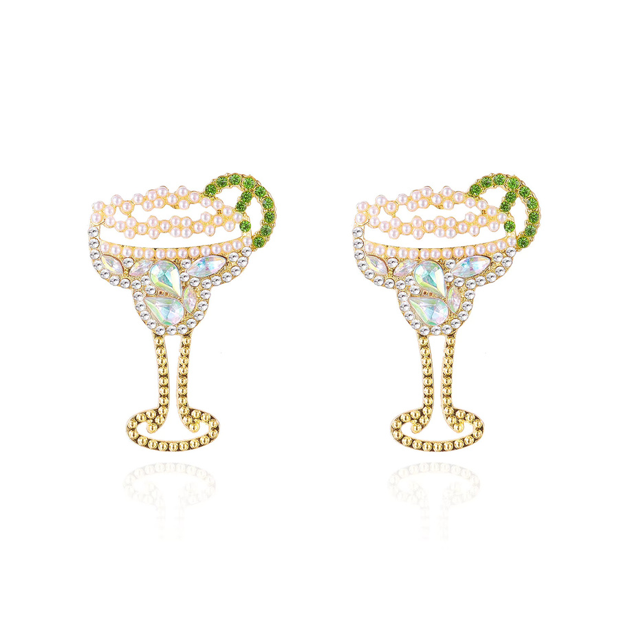 Harlermoon Weinglas-Ohrringe, Vintage, Kristall, Perle, Gold, Damen - Bild 3