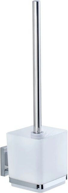 WENKO WC-Garnitur Quadro Vacuum-Loc in Edelstahl und Weiß - Bild 1