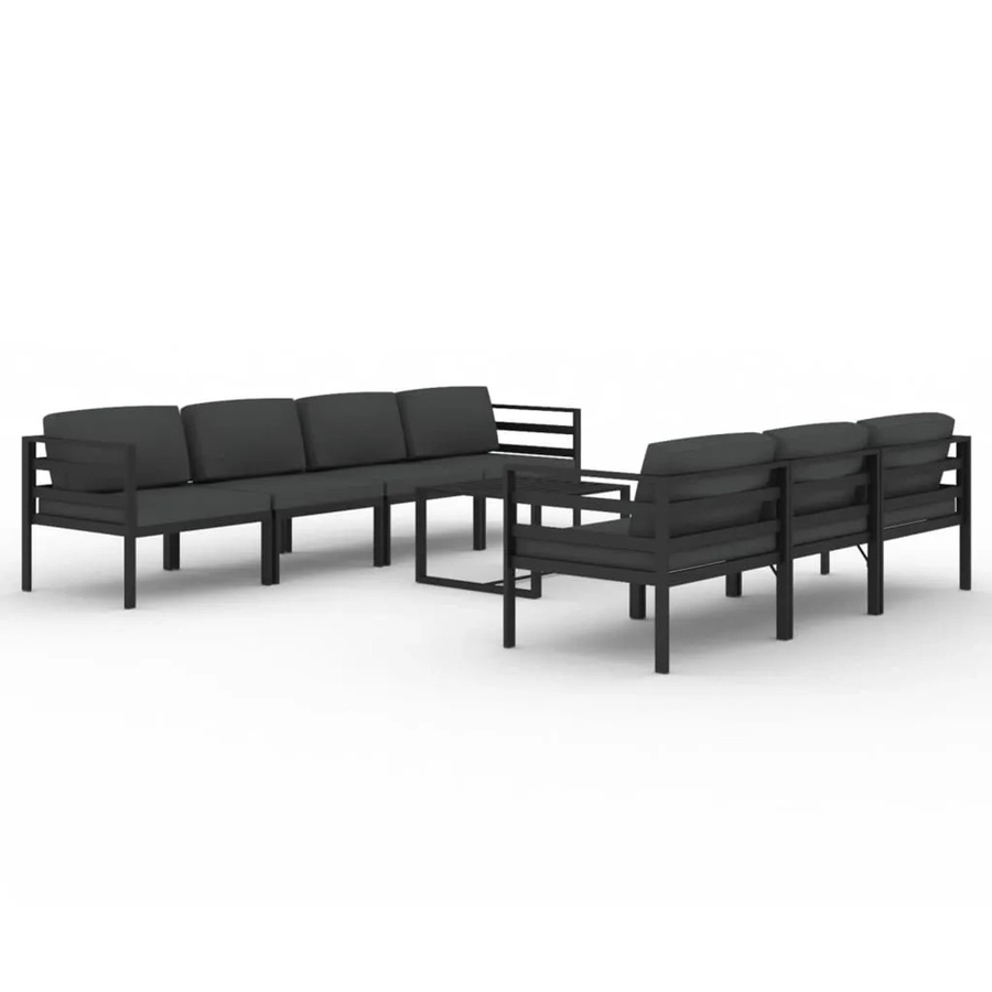vidaXL 8-tlg Garten-Lounge-Set Modell 4 aus pulverbeschichtetem Aluminium in Anthrazit mit UV-beständigen Polsterkissen - Bild 2