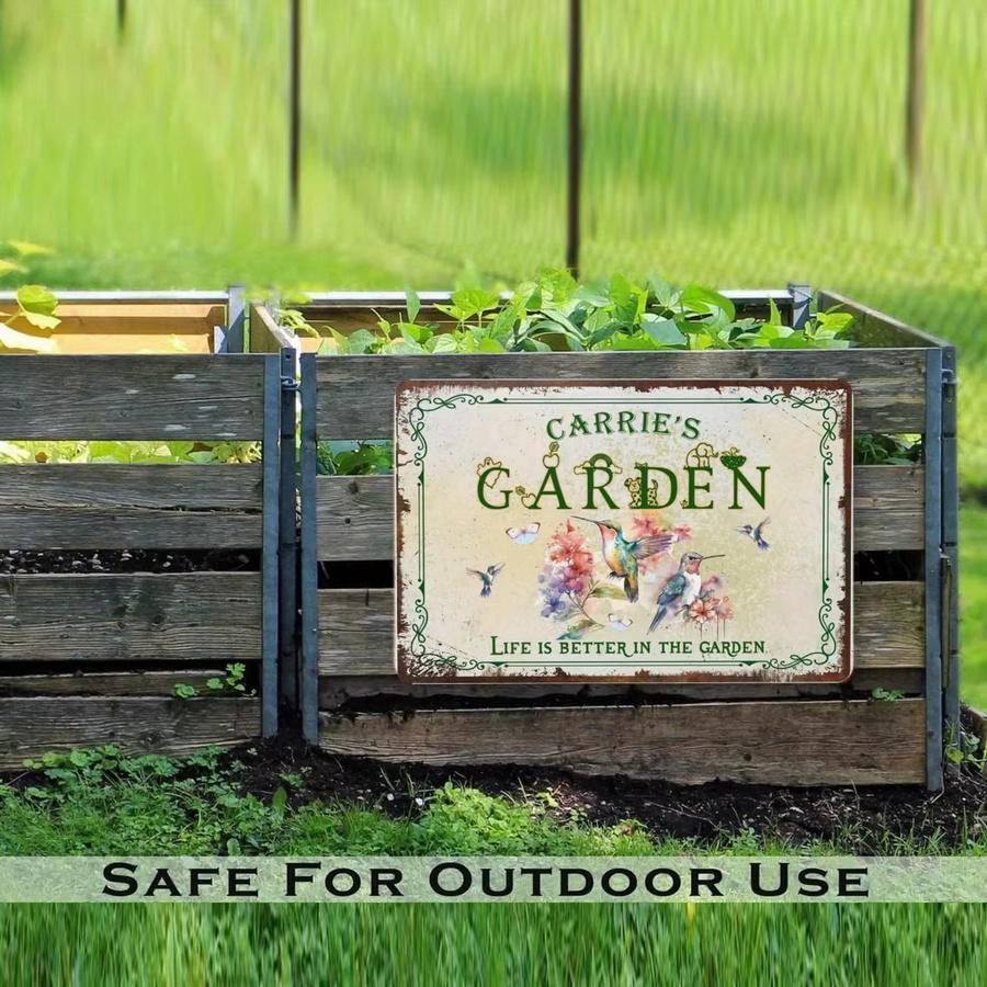 Personalisiertes Metall-Gartenschild von CIFBUY mit floralem Vogelmotiv in Rot und Mehrfarbig, wetterbeständige Wanddekoration für den Außenbereich im Vintage-Stil - Bild 2