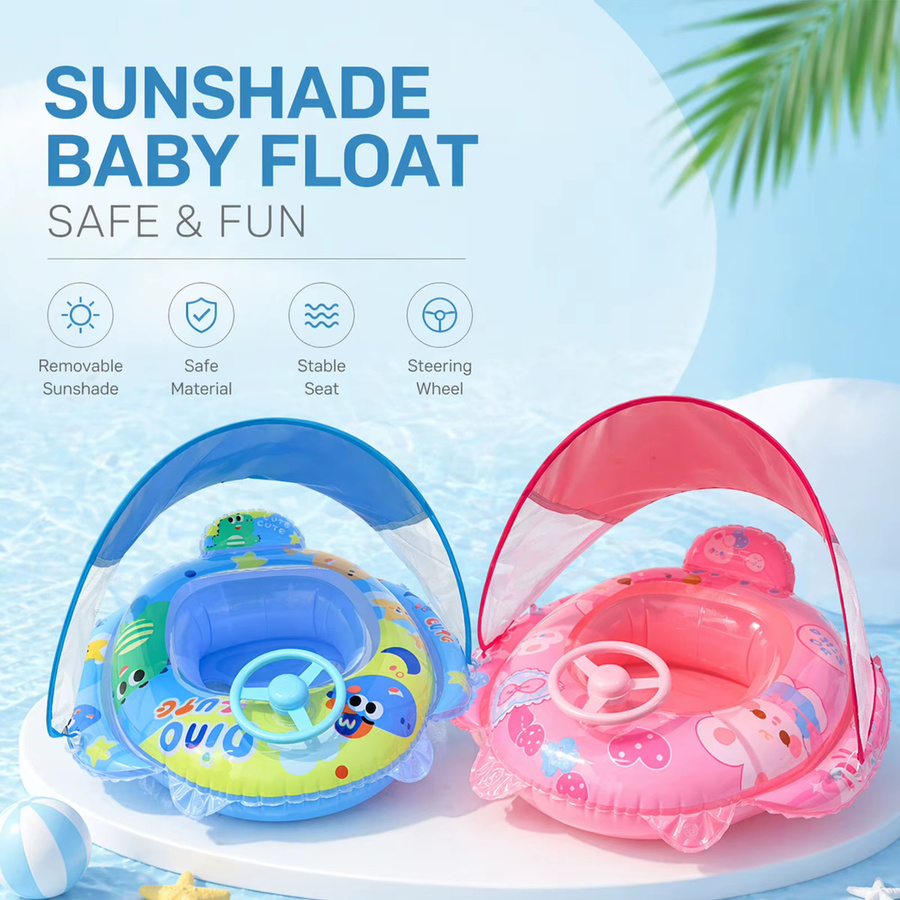 APWIKOGER Aufblasbarer Pool-Schwimmreifen aus PVC mit gelbem Sonnendach-Sitz - Bild 1