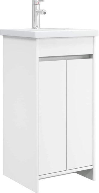 vidaXL Badezimmerschrank mit Waschbecken in Weiß, modern und freistehend, B/T/H: 42 x 40 x 84,5 cm - Bild 1