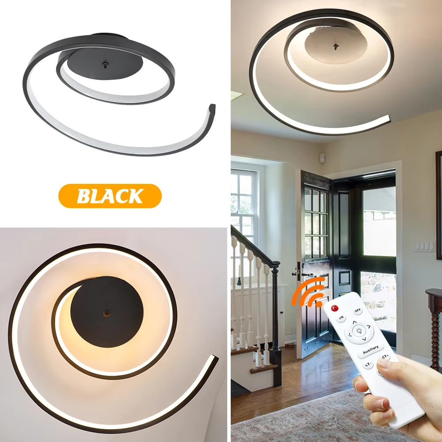 JOYINLED LED-Deckenleuchte im Ring-Design, minimalistische Deckenlampe aus Metall für Wohnzimmer, Esszimmer und Schlafzimmer, Schwarz und Weiß - Bild 3