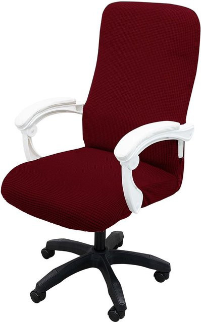 Wentao Jacquard-Stuhlbezug in Bordeaux Rot, dehnbarer und waschbarer Schutzbezug für Büro- und Esszimmerstühle - Bild 1