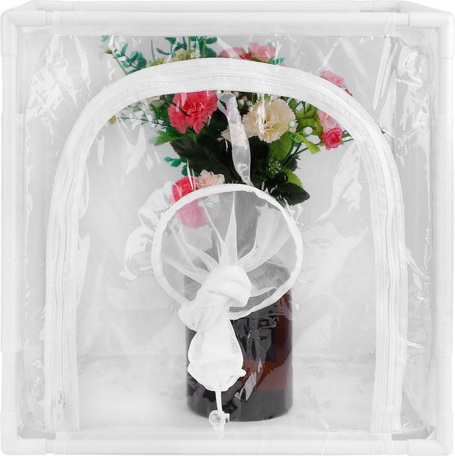 Qiilu Insekten-Netzkäfig für draußen, belüfteter Schmetterlings-Habitat-Käfig und Insektenzuchtkäfig in Weiß, B/T/H: 40 x 30 x 40 cm - Bild 1