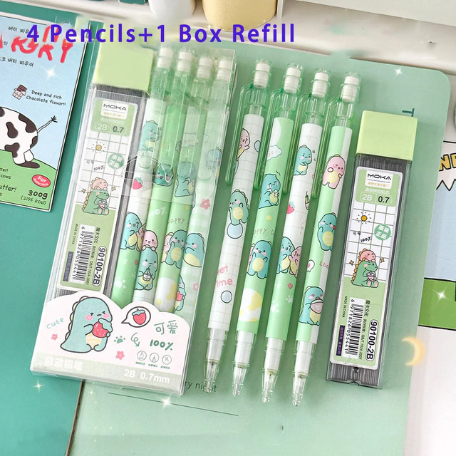 5er Set mechanische Bleistifte mit 0,5 mm Minen in Grün für Schule und Büro - Bild 1