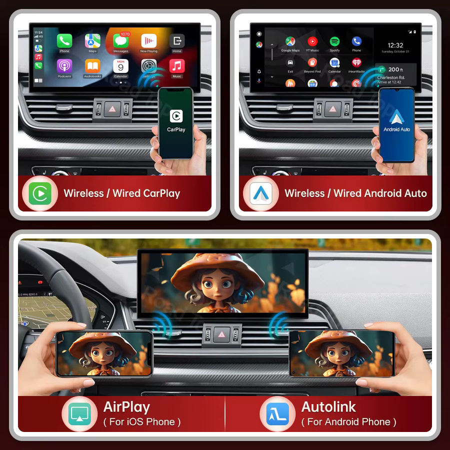 RoadTop Kabelloses CarPlay und Android Auto Multimedia-System für Audi Q5 2018-2019 MIB2 mit 12,3 Zoll Display in Schwarz - Bild 4