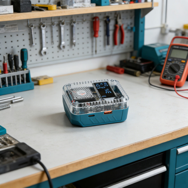 Gaqqee USB-C PD 3.1 Adapter mit 140 W für Makita Lithium-Akku, bidirektionales Laden und Entladen mit Digitalanzeige, 28 V - Bild 1