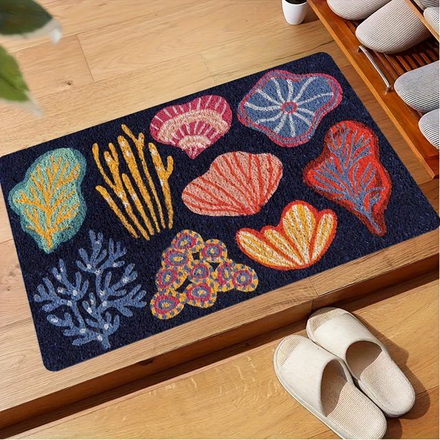 VIKAMA Ocean Adventure Druckteppich mit bunten Muscheln und Korallen in Multicolor - Bild 1