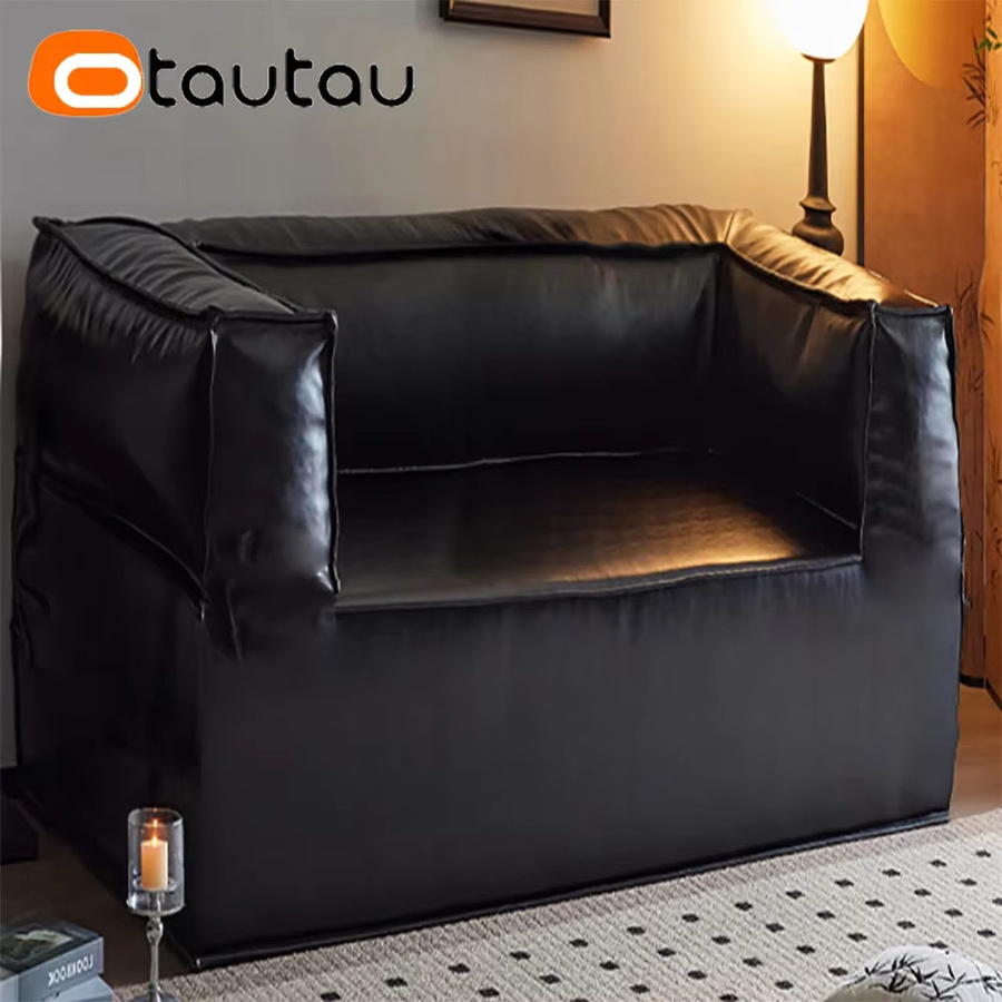 OTAUTAU 1-Sitzer Sitzsackbezug aus Kunstleder in Schwarz - Bild 2
