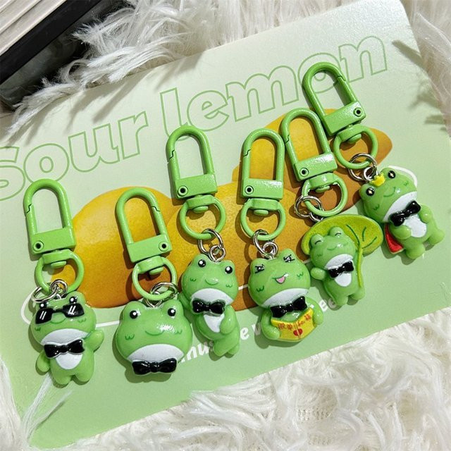 Mesuca Schlüsselanhänger, Grüner Frosch mit Fliege, Damen - Bild 1