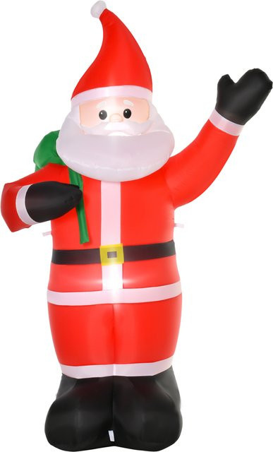 HOMCOM Aufblasbarer Weihnachtsmann mit LED-Beleuchtung in Rot, 2,4 m Höhe, Selbstaufblasende Weihnachtsdeko für Innen und Außen - Bild 1