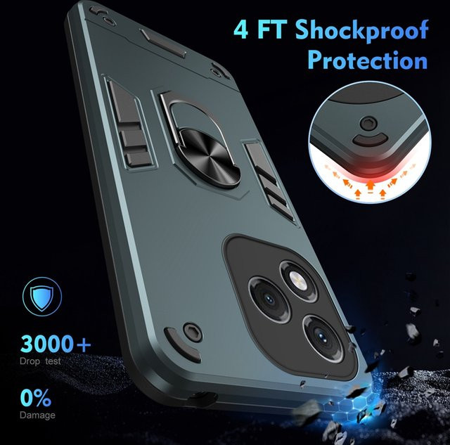 Stoßfeste Schutzhülle für Honor 400 Pro 5G, Honor 400 Lite, Honor 200 und Honor 300 Pro mit Magnetabdeckung und Ringhalter in Blau - Bild 1