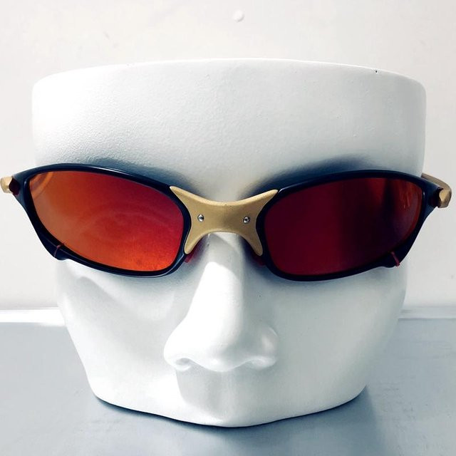 Yiran glasses B2-J6 Sonnenbrille, Metall, Vollrand, oval, Unisex, schwarz, rot - Bild 1