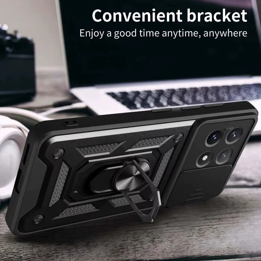 Xiaomi Mi Poco X4 Gepanzerte Schutzhülle mit Magnetring und Kameraschutz in Schwarz und Gold - Bild 4