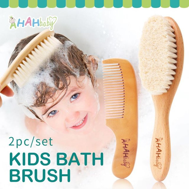 AHAHbaby Baby Haar bürste und Holzkamm Set, 2 Teile, Kinder - Bild 1