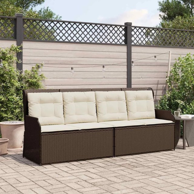 Furnicato Liege Gartenbank aus Poly-Rattan und Stahl in Braun mit wetterfestem Kissen, B/T/H: 110 x 67 x 95 cm - Bild 1