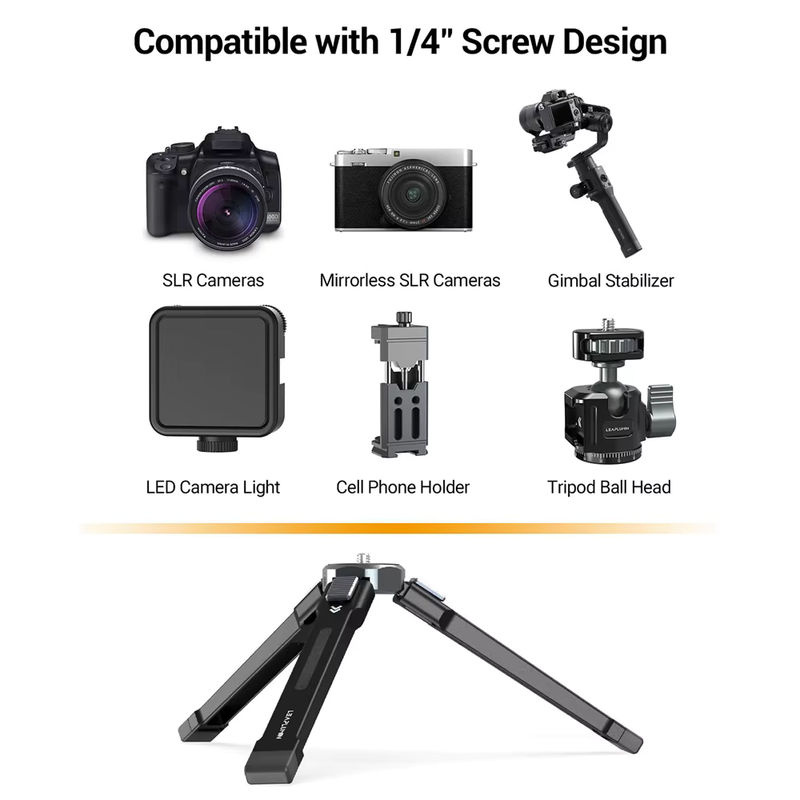 LEAPLIGHT Selfie-Stick-Stativ mit 360 Grad Kugelkopf und Cold-Shoe Tischstativ in Schwarz für iPhone, Samsung und DSLR-Kameras inklusive Magic Arm - Bild 4