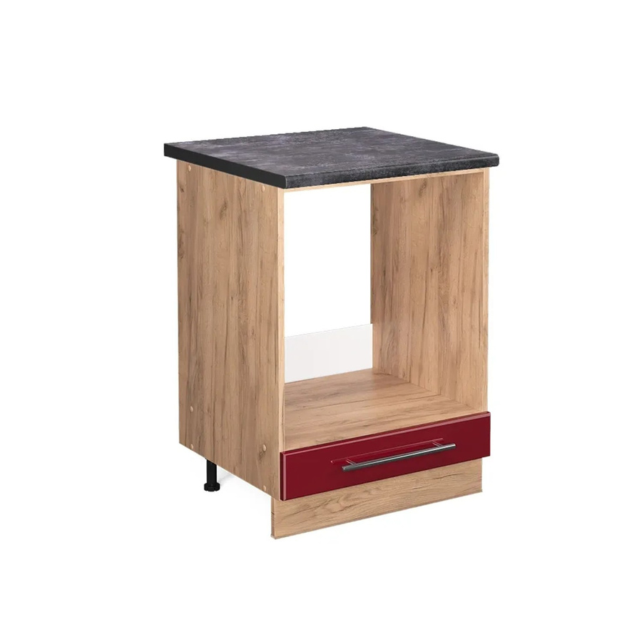 Vicco Herdbauschrank Fame-Line Bordeaux Hochglanz Anthrazit mit Goldkraft Eiche, Breite: 60 cm, Höhe: 82 cm, Tiefe: 60 cm - Bild 2