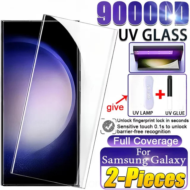 2er-Set UV gehärtetes Glas als Vollabdeckung Display Schutz für Samsung Galaxy S24 S23 S22 S21 S20 Plus Ultra S10 5G in Transparent - Bild 1