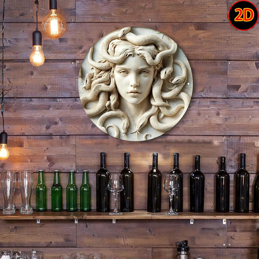 Medusa Wandkunst Metallschild CIFBUY Vintage Griechische Mythologie Deko Wandplakette Beige B/H: 50,8 x 50,8 cm - Bild 5