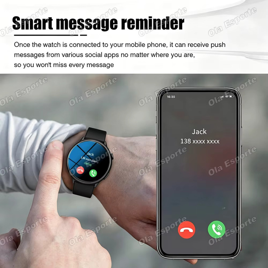 Ola Esporte Smartwatch, Schwarz, Leder, 1,5 Zoll, Bluetooth - Bild 2
