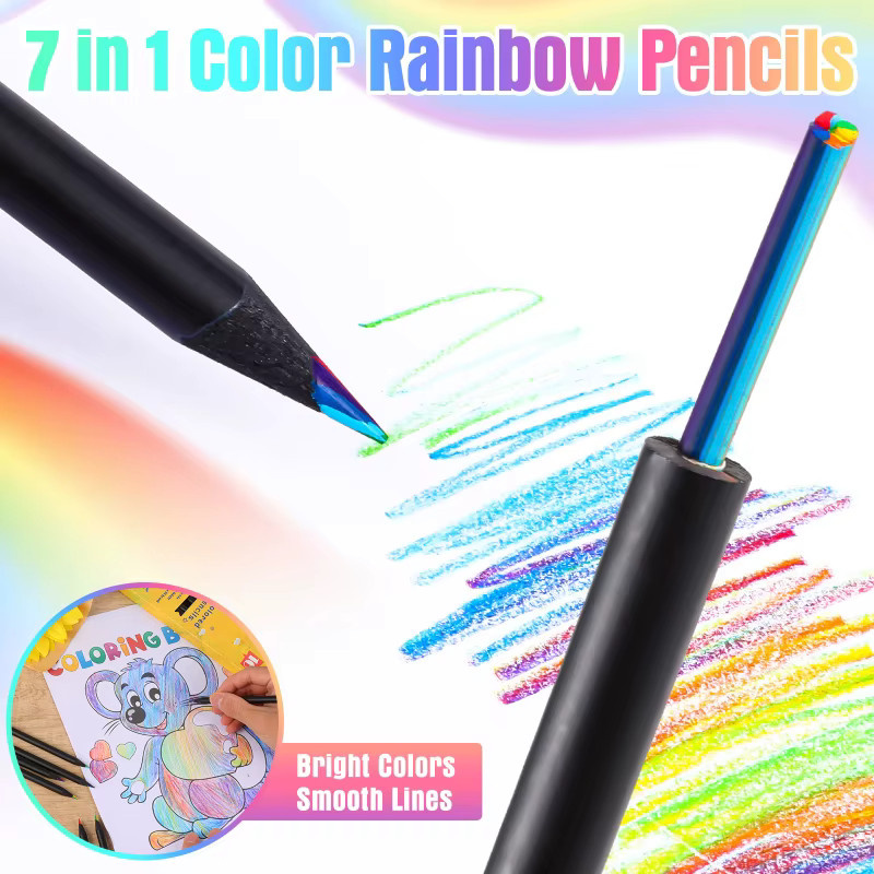 10 Stück 7-in-1 Regenbogenstifte für Kinder in Multicolour zum Malen, Zeichnen und Skizzieren - Bild 3