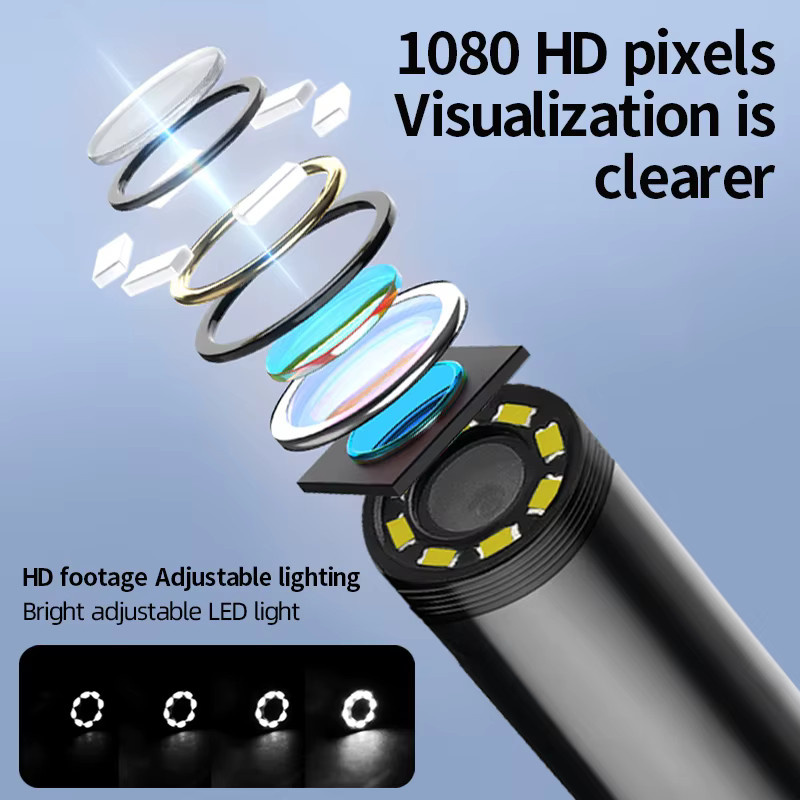GUANMOU Endoskop Kanalkamera mit 4,3-Zoll-IPS-LCD-Display, 1080P Auflösung, IP67 wasserdicht und einstellbaren LED-Leuchten, Schwarz - Bild 3