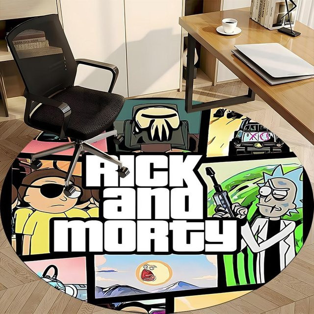 Runder Teppich Rick und Morty von Yi Xin One, Mehrfarbig, Durchmesser: 150 cm - Bild 1