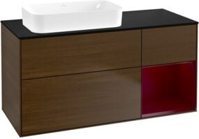 V&B Waschtischunterschrank Finion mit Wandbeleuchtung in Walnut Veneer, Braun, B: 120 cm, T: 60 cm - Bild 1