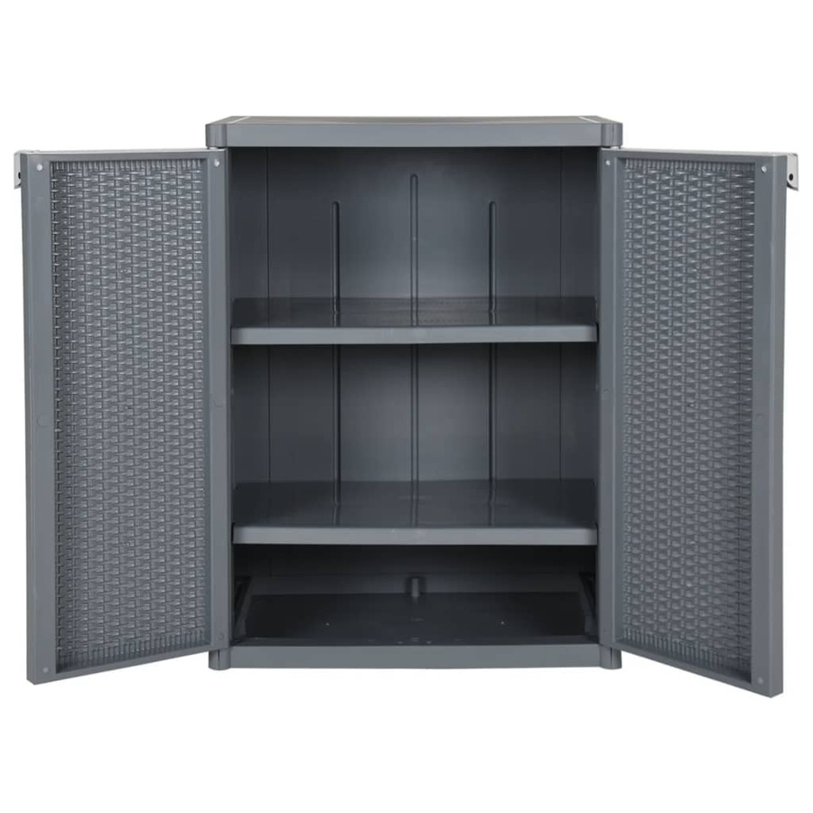 Vidaxl Gartenschrank aus Rattan und Polypropylen, Grau, B: 65 cm, T: 45 cm, H: 88 cm - Bild 3