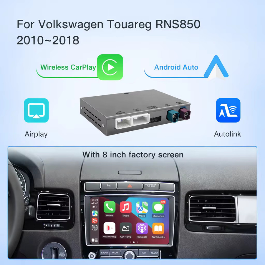 AUTOABC Kabelloses CarPlay und Android Auto Interface für Volkswagen Touareg RNS850 (2010-2018) mit GPS, Bluetooth und Mirror Link sowie Sprachsteuerung - Bild 5