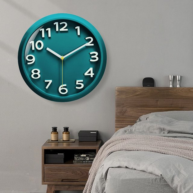 P.Chuang Digitale Wanduhr Rund mit Silent-Quarzwerk, 11 Zoll, Orange oder Türkis - Bild 1
