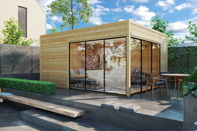 Modernes Gartenhaus Grace ALU der QUBE SERIES in 5 x 4 m mit 19 m² Grundfläche - Bild 1