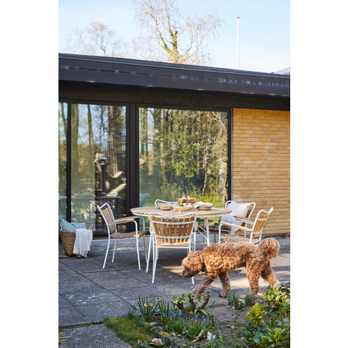 Cinas Gartenmöbelset Ellen aus Teakholz und Aluminium, 6-teilig mit 5 Sitzplätzen, braun und weiss - Bild 2