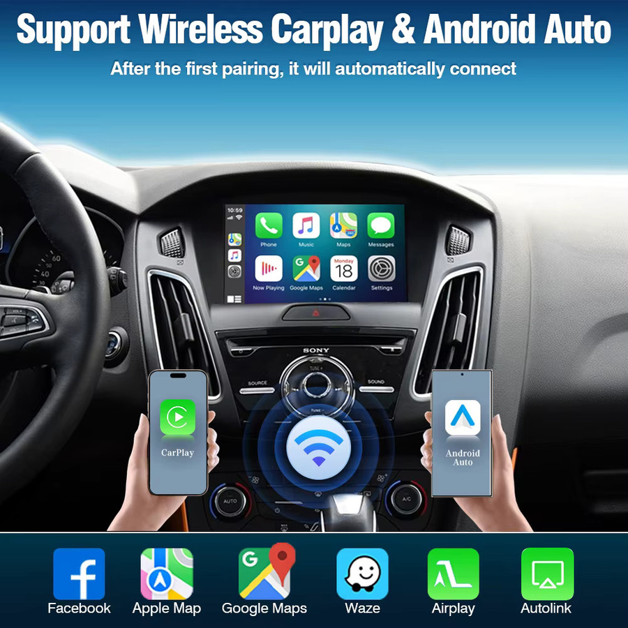 AUTOTOP Kabelloser Apple CarPlay und Android Auto Decoder für Ford SYNC 2 mit AirPlay, MirrorLink und Bluetooth zur Nachrüstung für Focus, Kuga, Mondeo, C-Max, S-Max, Galaxy, Mustang, Edge und Explorer - Bild 2