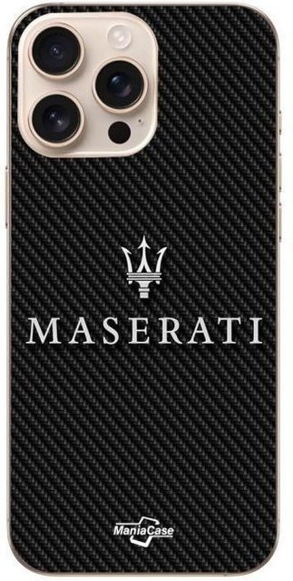 MASERTATI iPhone 16 Pro Hülle in Weiß mit Carbon-Design - Bild 1