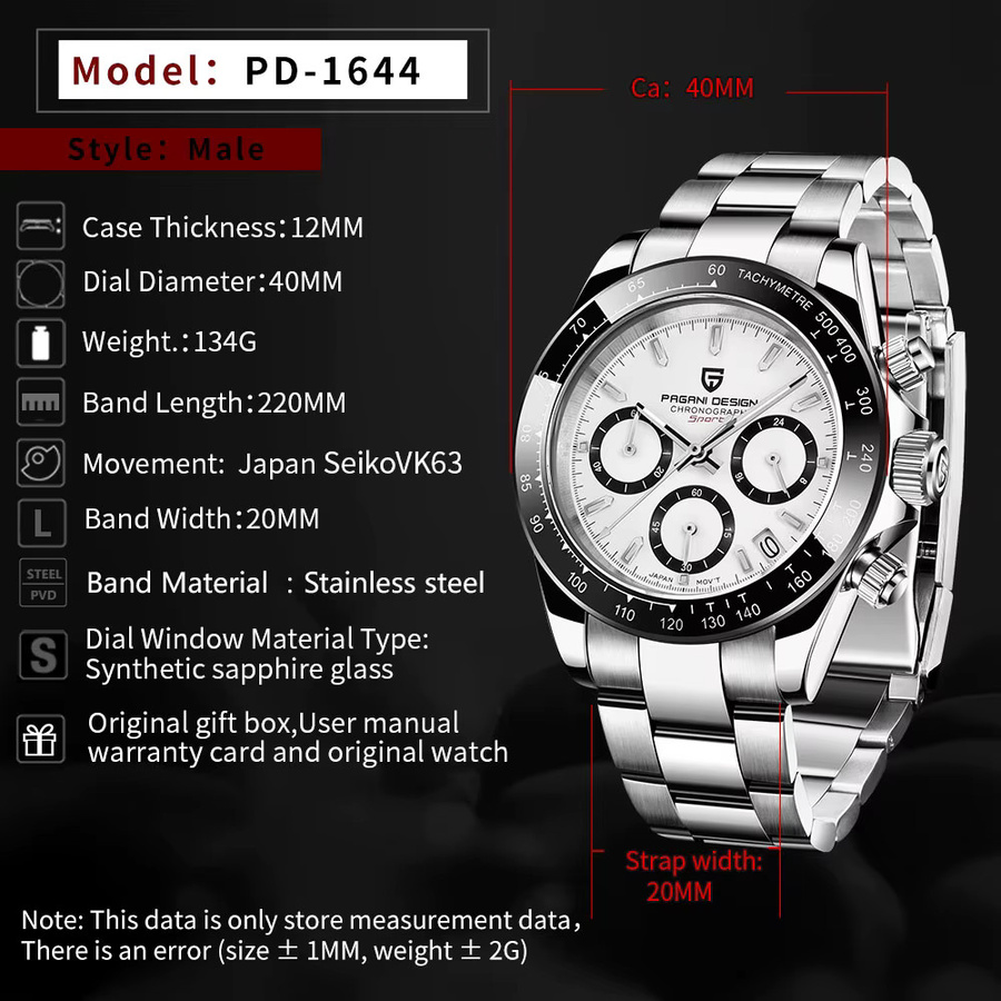 Pagani Design Chronograph, Quarz, Edelstahl, 40 mm, Herren - Bild 4
