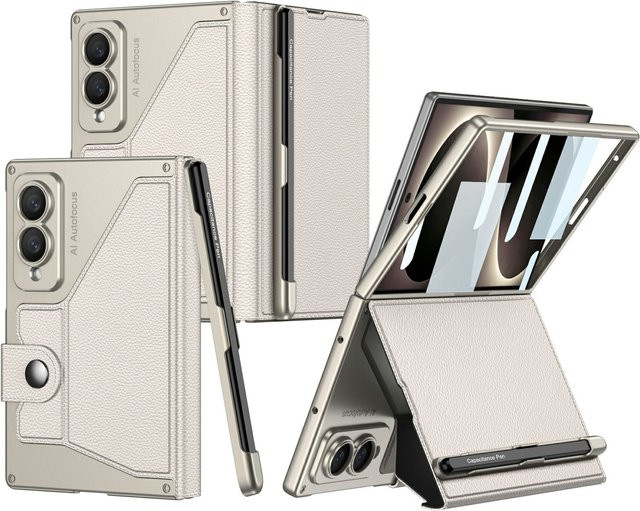 Samsung Galaxy Z Fold8 5G Full Cover Handyhülle mit 9H Schutzglas und Stifthalter in Beige - Bild 1
